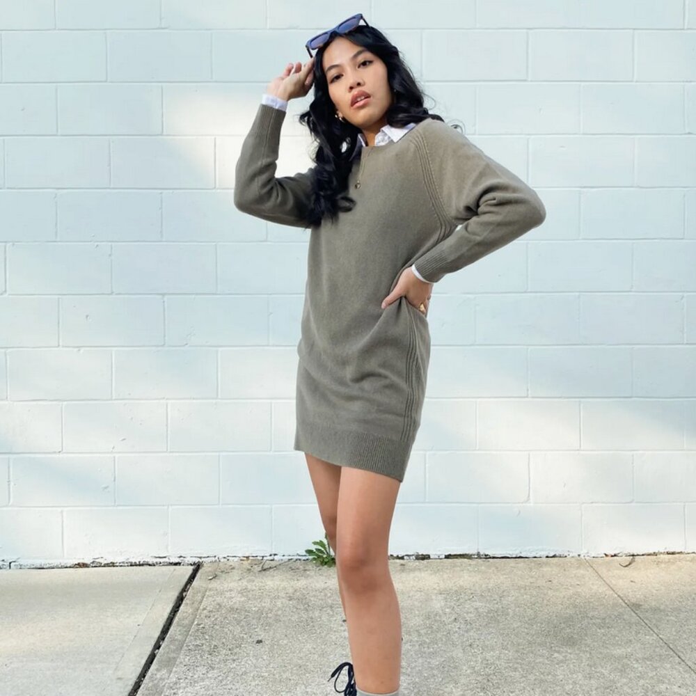 NWT Thakoon Faded Army Green Wool Sweater Dress - Size S